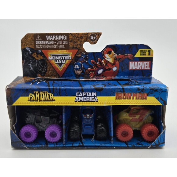 Monster Jam Marvel Mini Series 1 Black Panther Captain America Iron Man Trucks - Picture 1 of 6